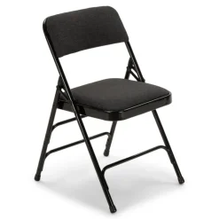 FirmFold™ Premium Triple-Braced Fabric Padded Metal Folding Chair - Black