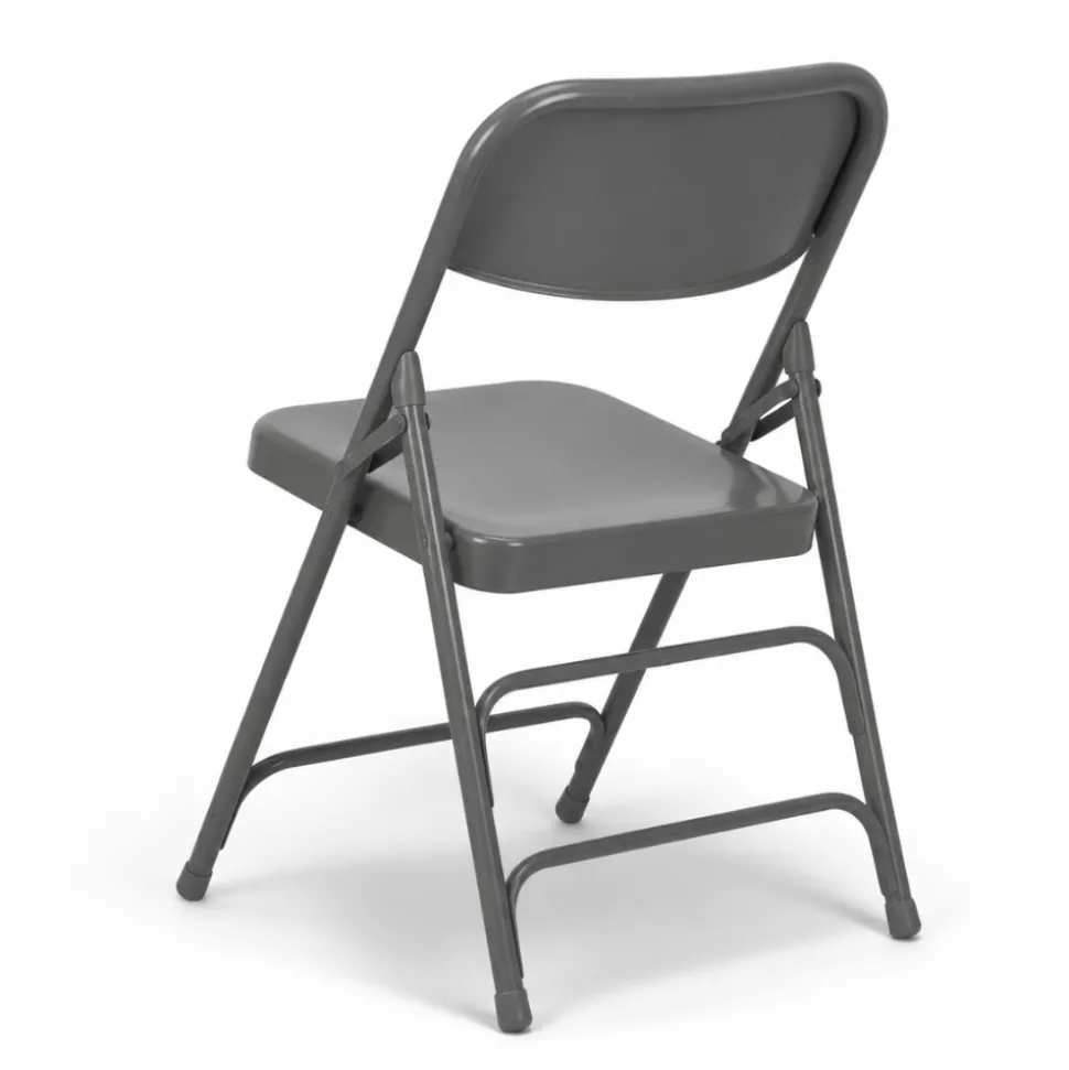 FirmFold™ Premium Triple-Braced Steel Folding Chair - Grey
