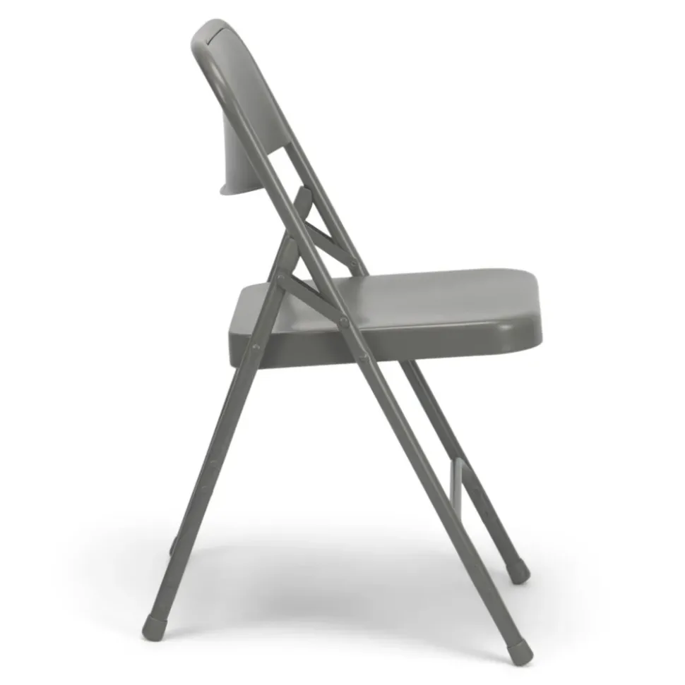 FirmFold™ Premium Triple-Braced Steel Folding Chair - Grey