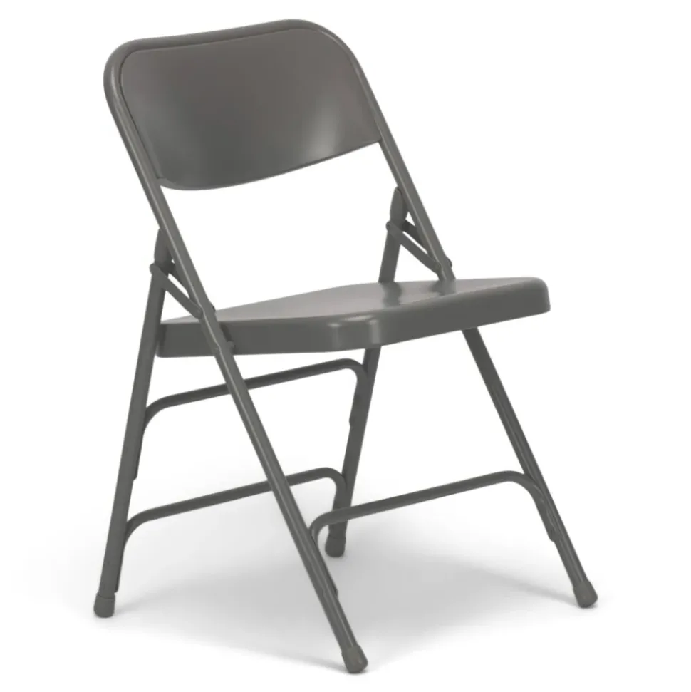 FirmFold™ Premium Triple-Braced Steel Folding Chair - Grey