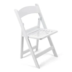 FirmFold™ Resin Folding Chair with Slatted Seat - White