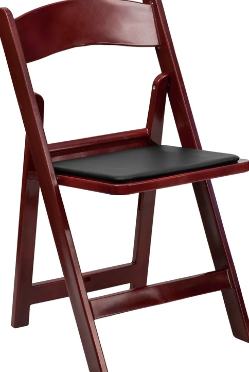 FirmFold™ Resin Folding Chair w/ Vinyl Black Padded Seat - 1000 lb Capacity - Red Mahogany