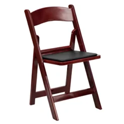 FirmFold™ Resin Folding Chair w/ Vinyl Black Padded Seat - 1000 lb Capacity - Red Mahogany