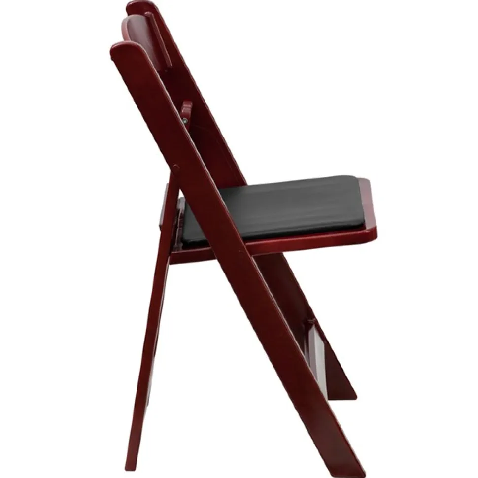 FirmFold™ Resin Folding Chair w/ Vinyl Black Padded Seat - 1000 lb Capacity - Red Mahogany