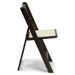 FirmFold™ Resin Folding Chair w/ Wood-Grain Aesthetic - Dark Walnut