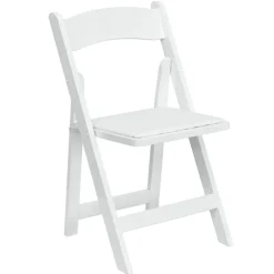 FirmFold™ Wood Folding Chair w/ Vinyl Padded Seat - White