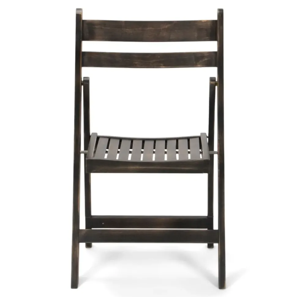 FirmFold™ Wood Slatted Folding Chair - Antique Black