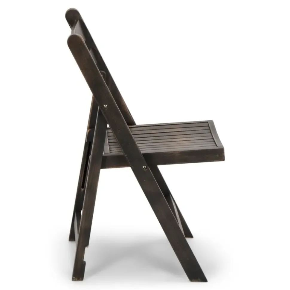 FirmFold™ Wood Slatted Folding Chair - Antique Black