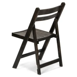FirmFold™ Wood Slatted Folding Chair - Antique Black