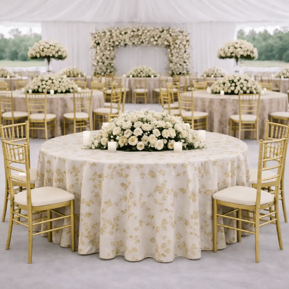 Flax Portofino Jacquard Tablecloth - Multiple Size Options