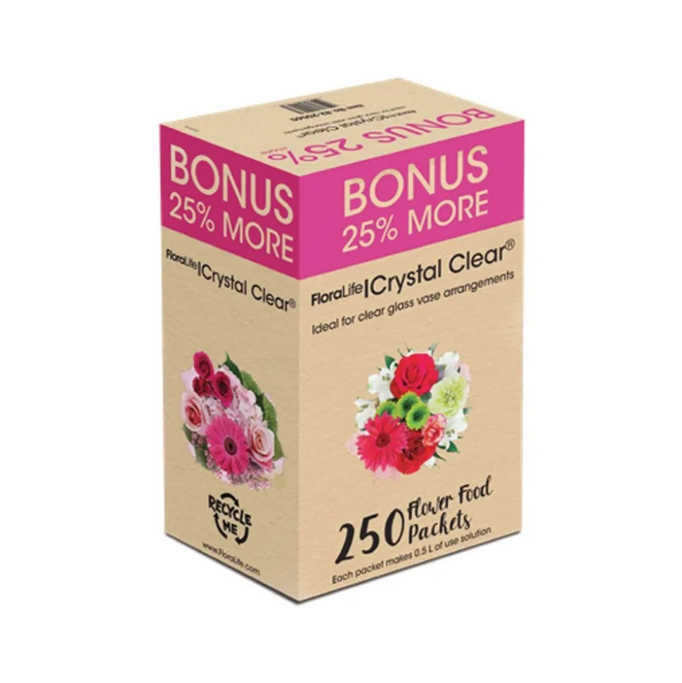 Floralife CRYSTAL CLEAR Flower Food 300, 1 pt/.5 L Recylable paper packet, Bonus Pack