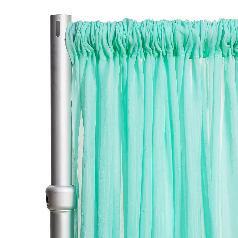 *FR* Crushed Sheer Voile Curtain Panel by Eastern Mills w/ 4" Pockets - 10ft Wide - Seafoam Green