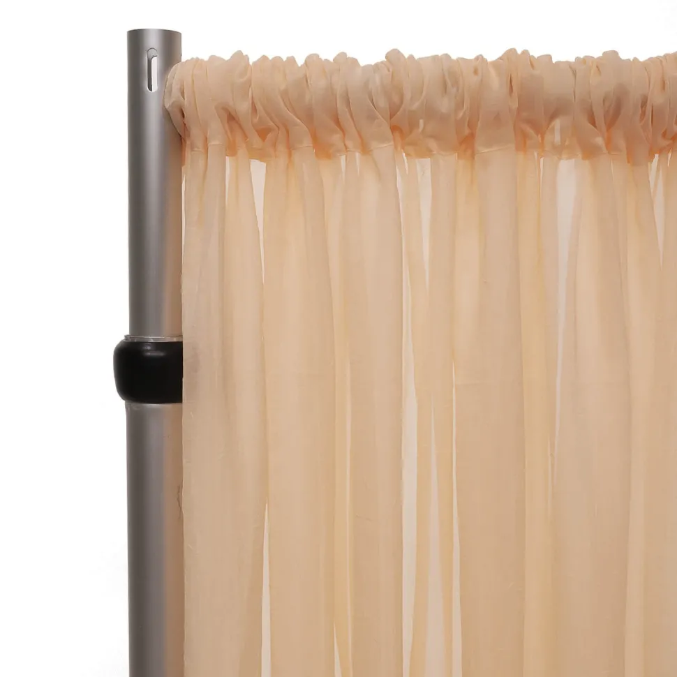 *FR* Crushed Sheer Voile Curtain Panel by Eastern Mills w/ 4" Pockets - 10ft Wide - Apricot Cream