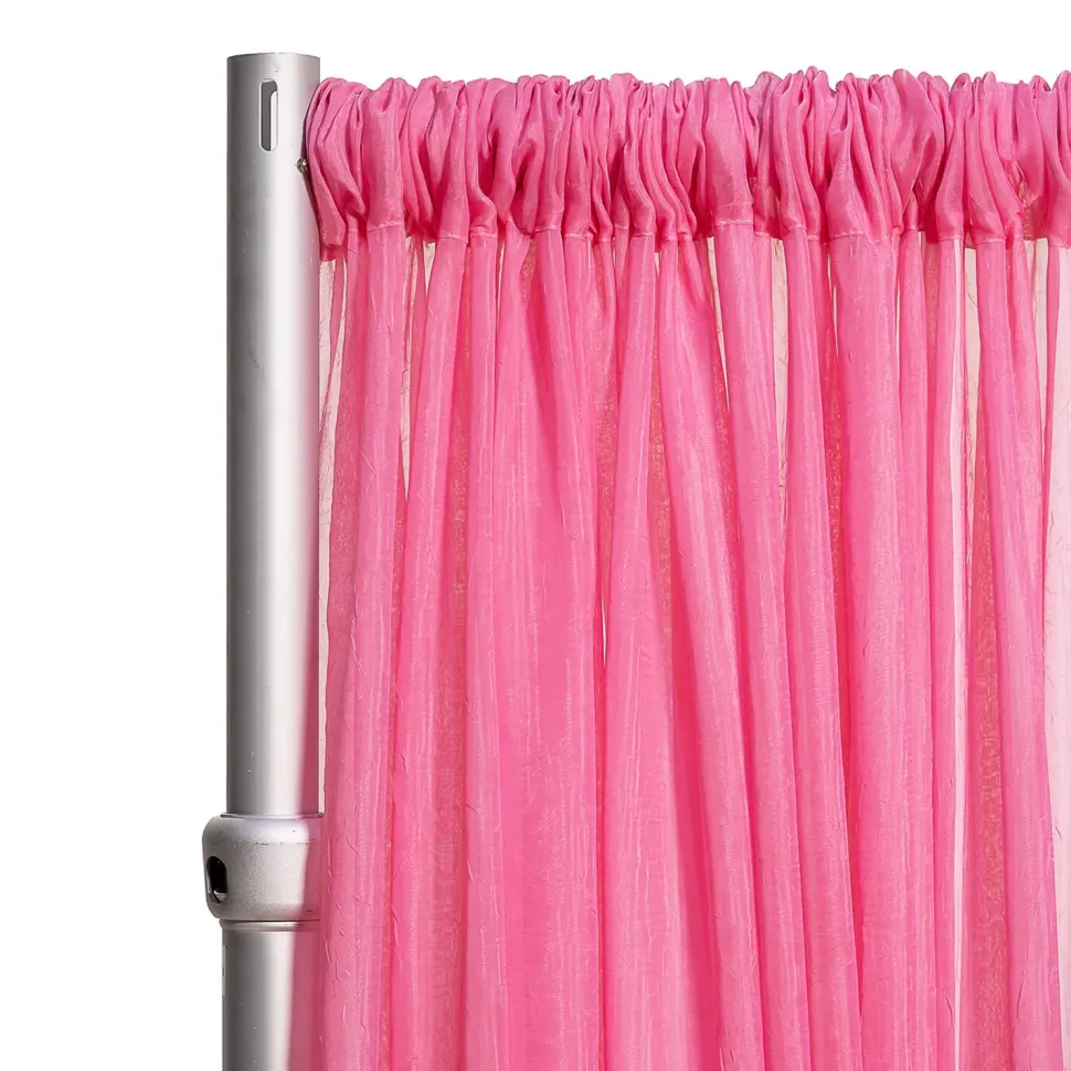 *FR* Crushed Sheer Voile Curtain Panel by Eastern Mills w/ 4" Pockets - 10ft Wide - Bubble Gum Pink