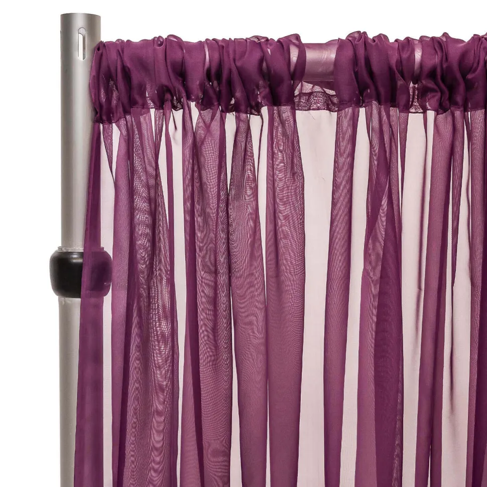 *FR* Crushed Sheer Voile Curtain Panel by Eastern Mills w/ 4" Pockets - 10ft Wide - Eggplant