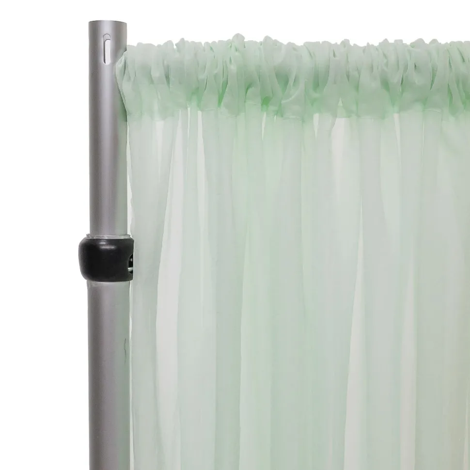 *FR* Crushed Sheer Voile Curtain Panel by Eastern Mills w/ 4" Pockets - 10ft Wide - Hint of Mint