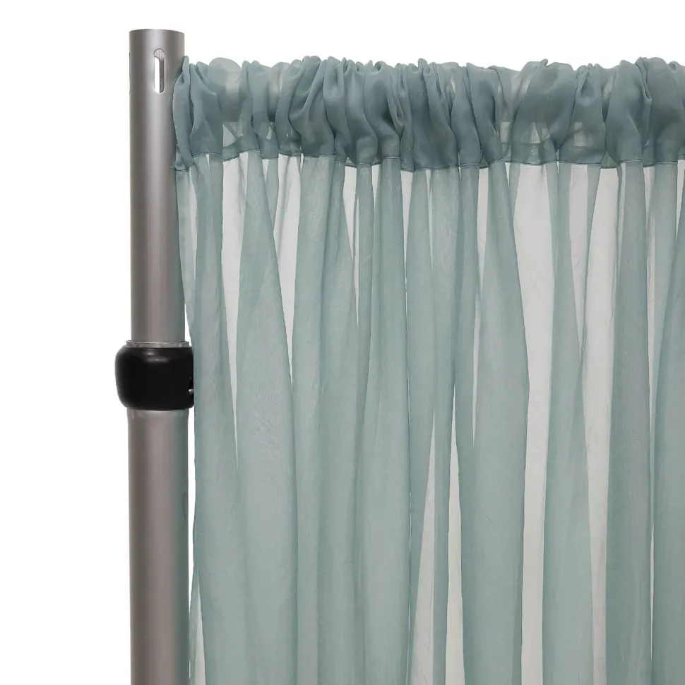 *FR* Crushed Sheer Voile Curtain Panel by Eastern Mills w/ 4" Pockets - 10ft Wide - Ocean