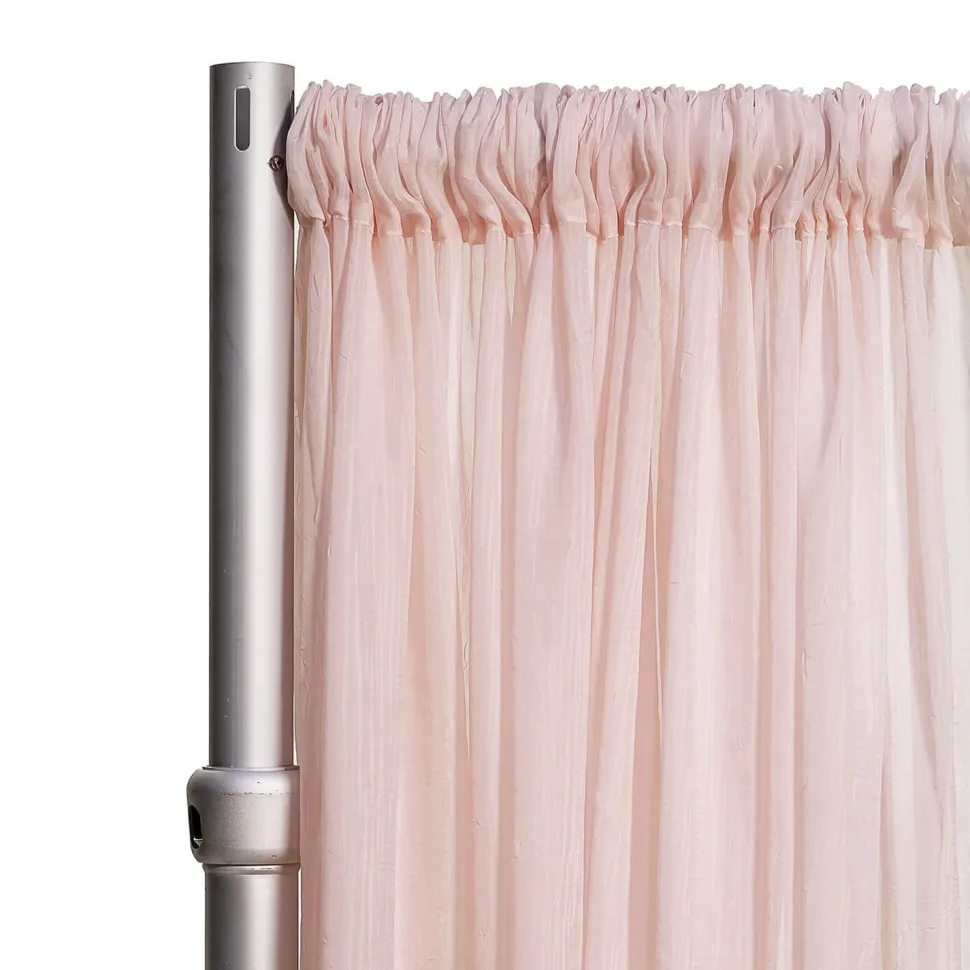 *FR* Crushed Sheer Voile Curtain Panel by Eastern Mills w/ 4" Pockets - 10ft Wide - Soft Pink/Blush