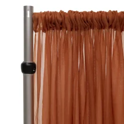 *FR* Crushed Sheer Voile Curtain Panel by Eastern Mills w/ 4" Pockets - 10ft Wide - Rust