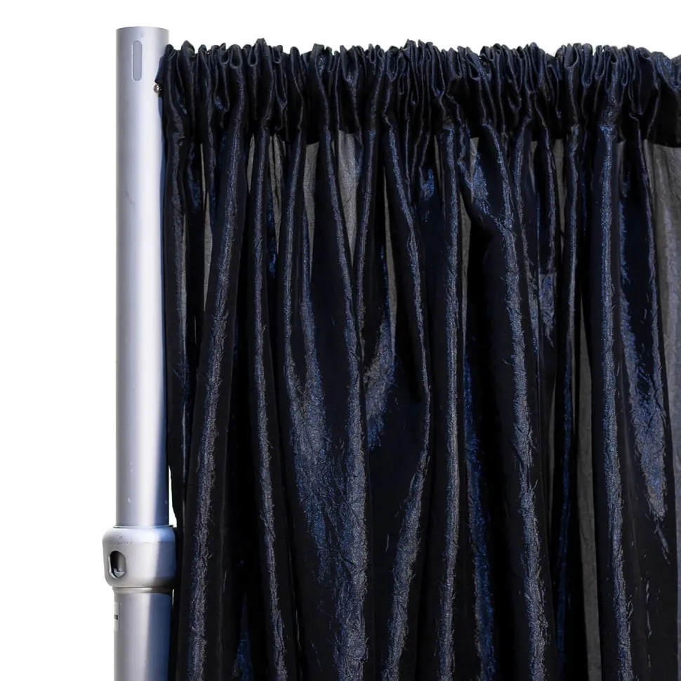 *FR* Crushed Taffeta Drape Panel by Eastern Mills 9 1/2 FT Wide w/ 4" Sewn Rod Pocket - Black