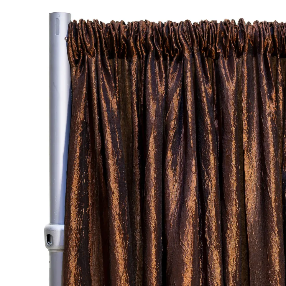 *FR* Crushed Taffeta Drape Panel by Eastern Mills 9 1/2 FT Wide w/ 4" Sewn Rod Pocket - Brown