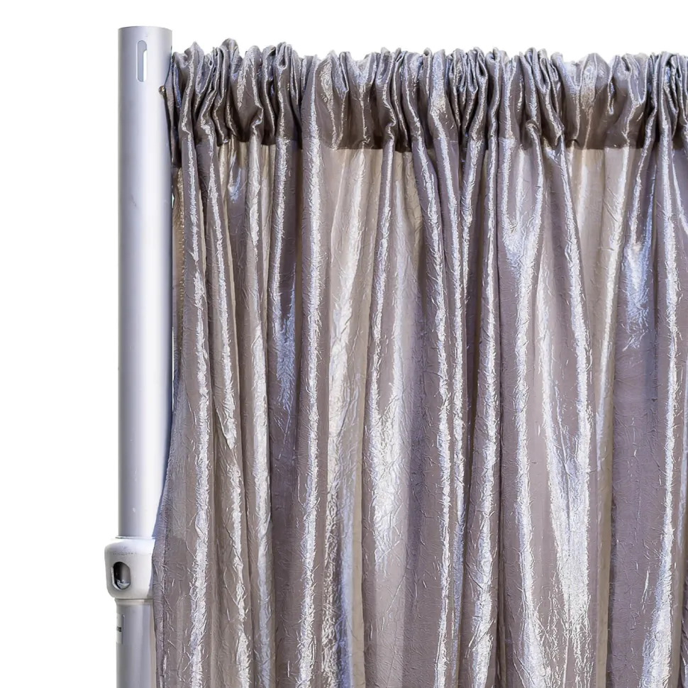 *FR* Crushed Taffeta Drape Panel by Eastern Mills 9 1/2 FT Wide w/ 4" Sewn Rod Pocket - Silver