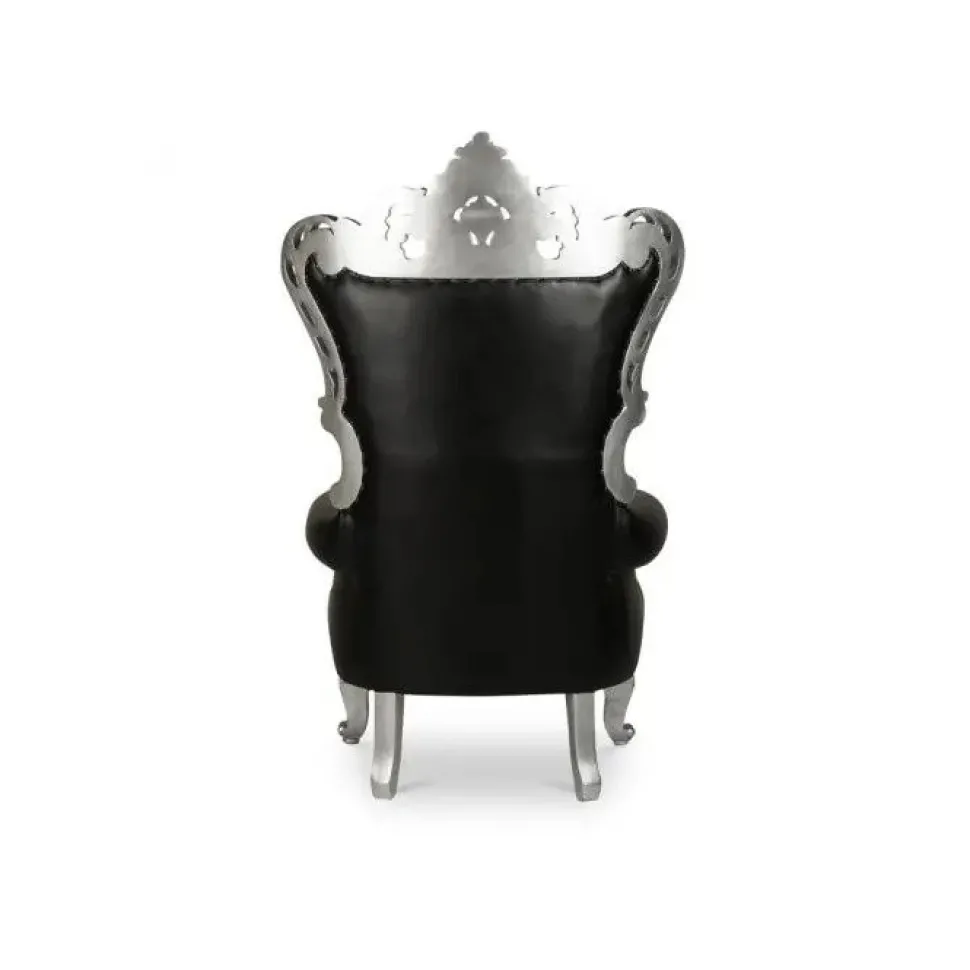 French Bride and Groom Throne Chair - Black & Silver