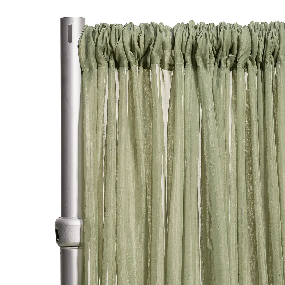 *FR* 10ft Wide Sheer Voile Curtain Panel by Eastern Mills w/ 4" Pockets - Moss