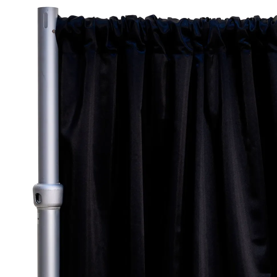 *FR* LUXE Satin Drape Panel by Eastern Mills (59" Wide) w/ 4" Sewn Rod Pocket - Black