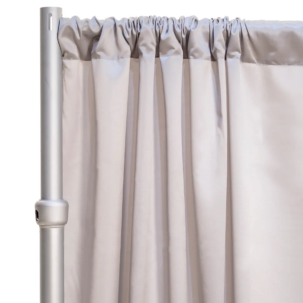 *FR* LUXE Satin Drape Panel by Eastern Mills (59" Wide) w/ 4" Sewn Rod Pocket - Sterling Silver