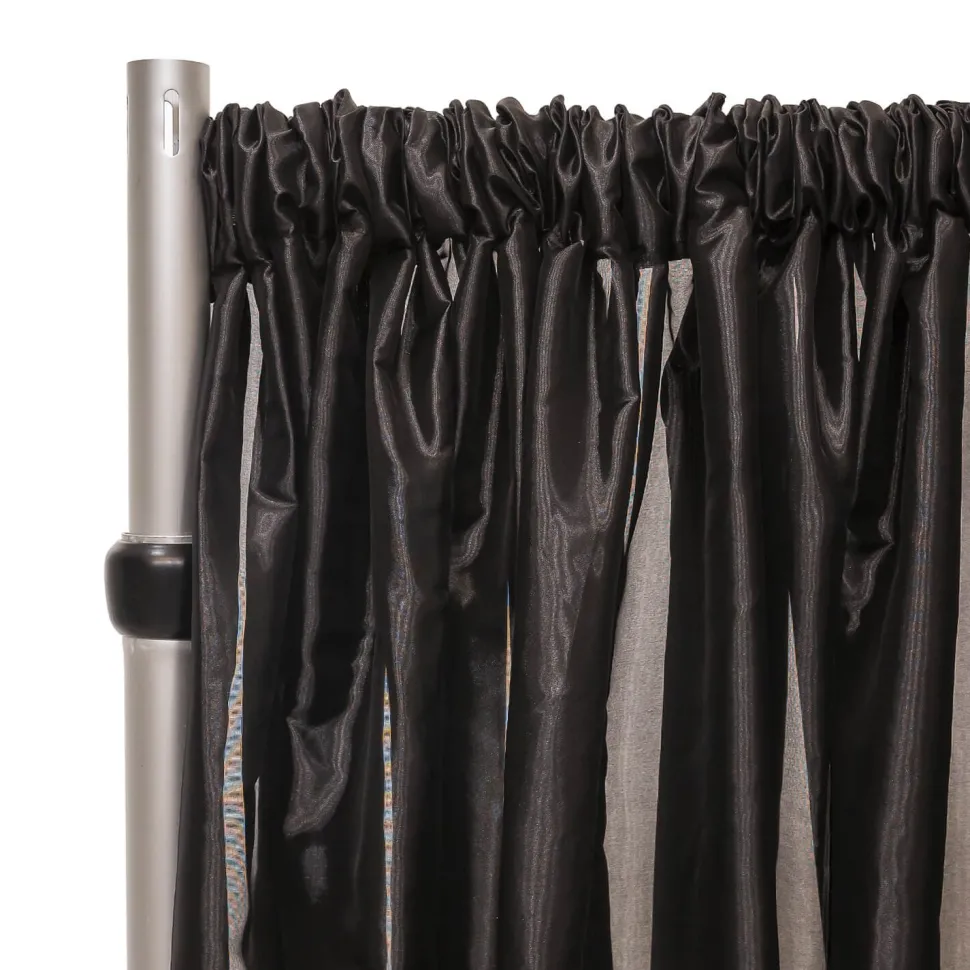 *FR* Taffeta Drape Panel by Eastern Mills 9 1/2 FT Wide w/ 4" Sewn Rod Pocket - Black