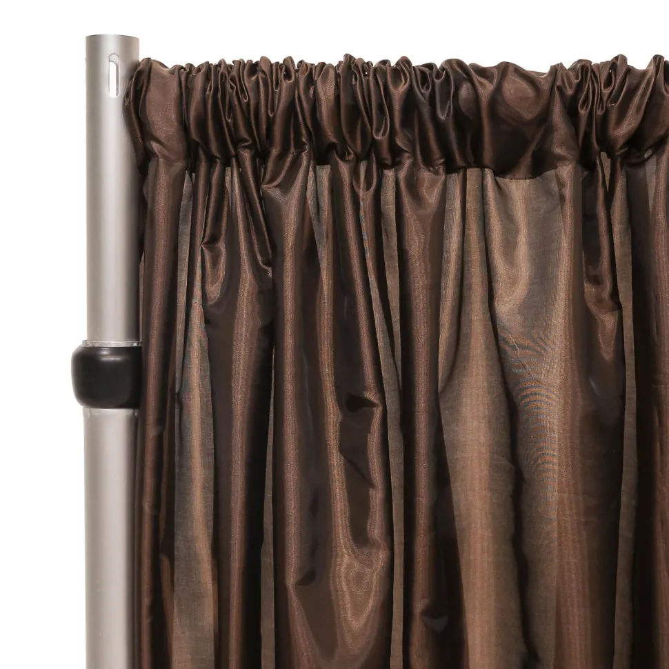 *FR* Taffeta Drape Panel by Eastern Mills 9 1/2 FT Wide w/ 4" Sewn Rod Pocket - Chocolate Brown
