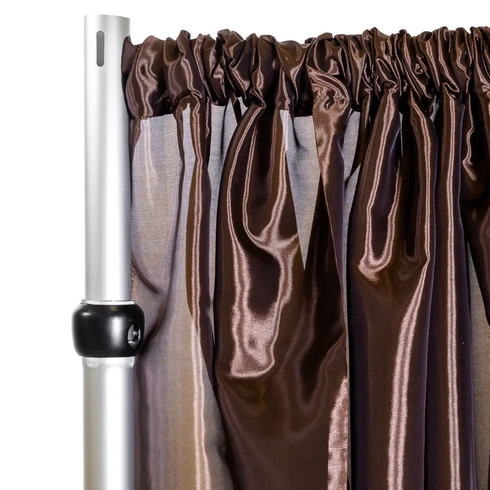 *FR* Taffeta Drape Panel by Eastern Mills 9 1/2 FT Wide w/ 4" Sewn Rod Pocket - Dark Brown