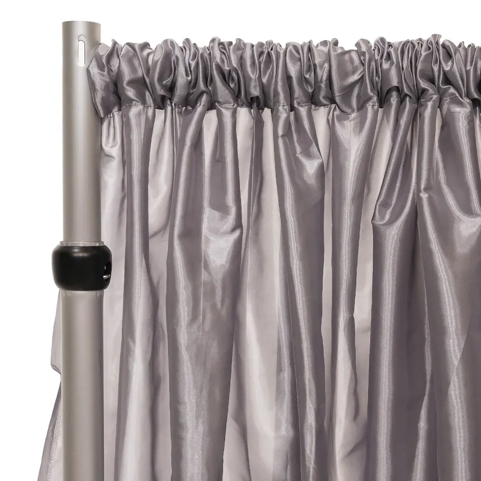*FR* Taffeta Drape Panel by Eastern Mills 9 1/2 FT Wide w/ 4" Sewn Rod Pocket - Silver