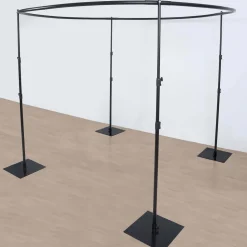 10ft Adjustable 4-Post Black Metal Round Canopy Backdrop Stand (Circular Arch / Chuppah / Mandap Frame)