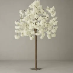 4.3ft Artificial Drooping Hydrangea Bloom Tabletop Centerpiece Tree — White | ModTree™ Collection