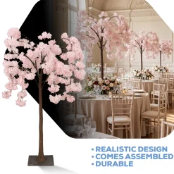 4.3ft Artificial Drooping Hydrangea Bloom Tabletop Centerpiece Tree — Blush / Light Pink / Pink | ModTree™ Collection