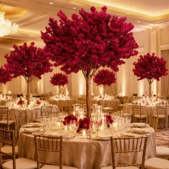 6ft Artificial Hydrangea Bloom Tree — Maroon, 10 Interchangeable Branches | Customize for Weddings & Events | ModTree™ Collection