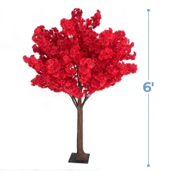 6ft Artificial Hydrangea Bloom Tree — Red, 10 Interchangeable Branches | Customize for Weddings & Events | ModTree™ Collection