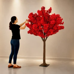 6ft Artificial Hydrangea Bloom Tree — Red, 10 Interchangeable Branches | Customize for Weddings & Events | ModTree™ Collection