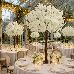 6ft Artificial Hydrangea Bloom Tree — White, 10 Interchangeable Branches | Customize for Weddings & Events | ModTree™ Collection