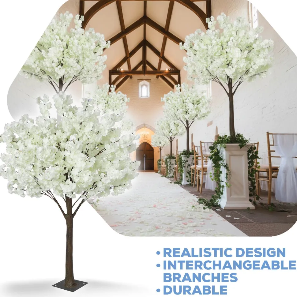 6ft Artificial Hydrangea Bloom Tree — White, 10 Interchangeable Branches | Customize for Weddings & Events | ModTree™ Collection