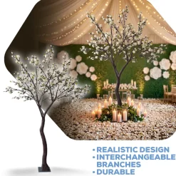 10ft Artificial Magnolia Tree — White, 13 Interchangeable Branches | Customize for Weddings & Events | ModTree™ Collection