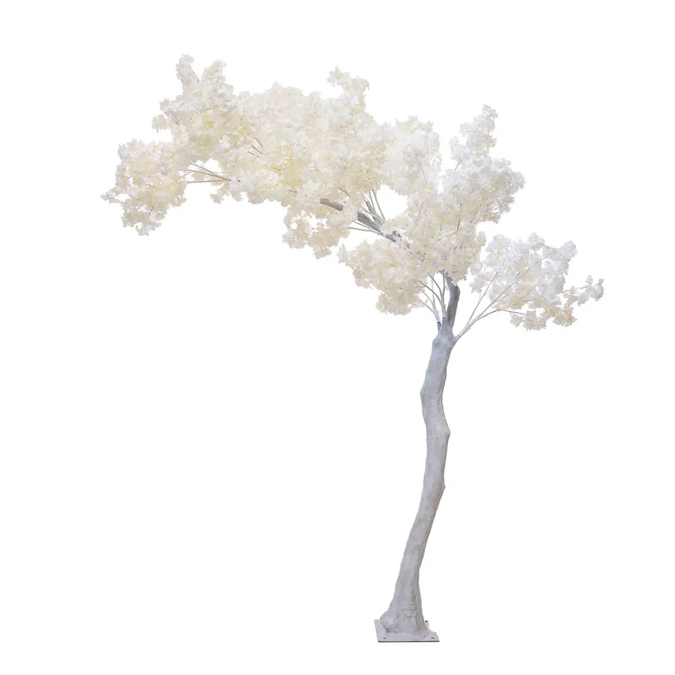 9ft Artificial Plumeria White Trunk Tree — White, 14 Interchangeable Branches | Customize for Weddings & Events | ModTree™ Collection