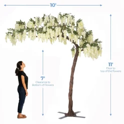 11ft Artificial Wisteria Tree — White, 25 Interchangeable Branches | ModTree™ Collection
