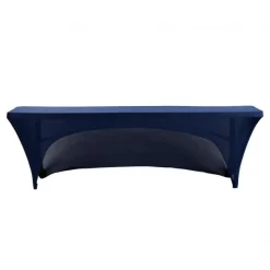 8ft Banquet 200 GSM Grade A Quality Open Back Spandex Table Cover - Navy Blue