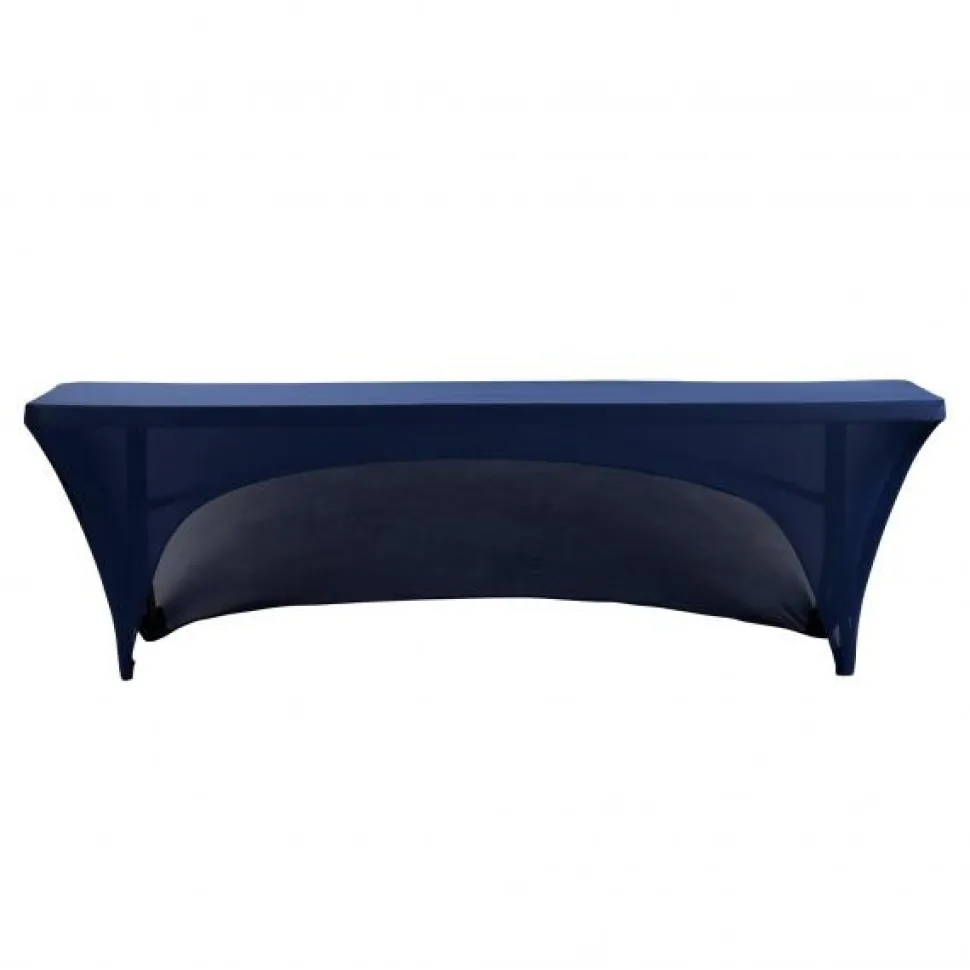 8ft Banquet 200 GSM Grade A Quality Open Back Spandex Table Cover - Navy Blue