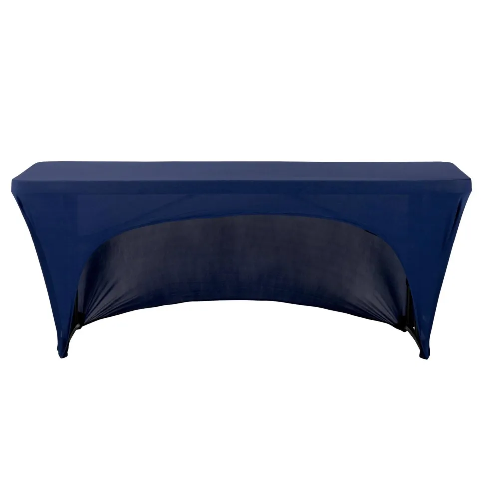 6ft Banquet 200 GSM Grade A Quality Open Back Spandex Table Cover - Navy Blue