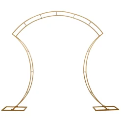 7ft Double-Curved Gold Metal Arch Frame – Backdrop Stand for Balloon & Floral Arrangement Displays