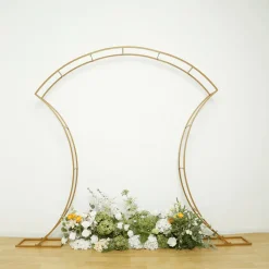 7ft Double-Curved Gold Metal Arch Frame – Backdrop Stand for Balloon & Floral Arrangement Displays